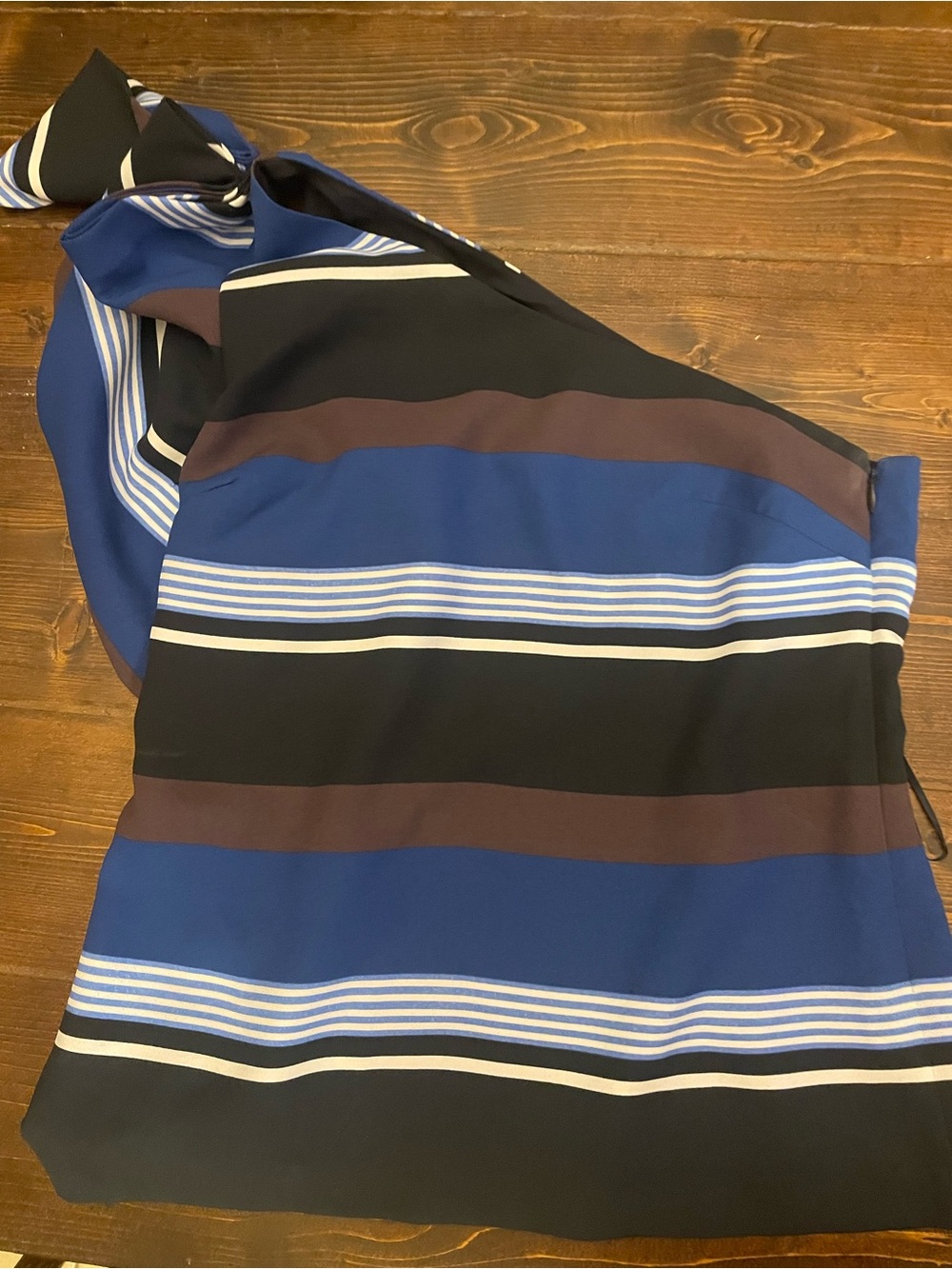 Banana Republic Striped One-Shoulder Top in Blue, Black & White